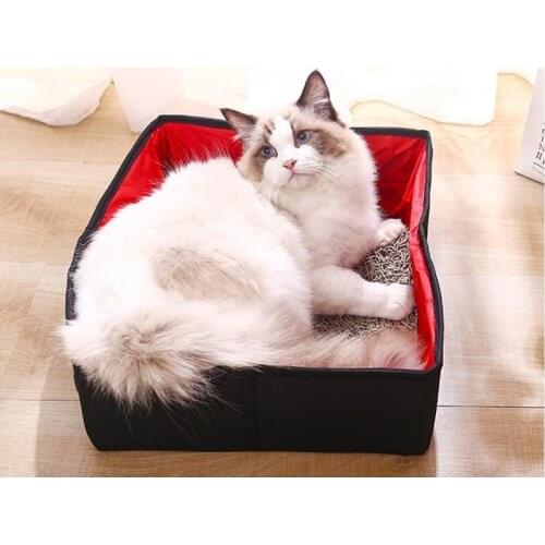 New Folding Travel Pet Cat Litter Box Oxford Cloth Tray Folding Cat Litter Bedpan Waterproof Outdoor Foldable Kittens Litter Box