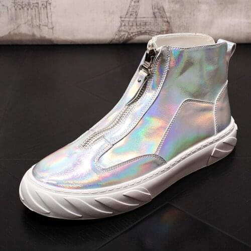 Stephoes Men Fashion Casual Ankle Boots Spring Autumn Luxury Thick Bottom Front Zipper High Top Sneakers Male Trending Shoes