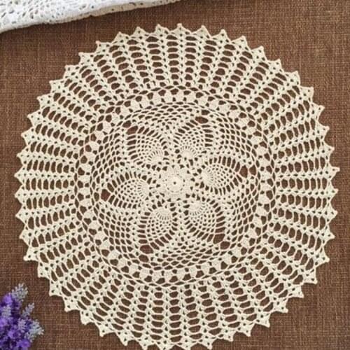 Handmade Lace Cotton Table Place Mat Pad Cloth Crochet Round Doily Drink Placemat Pan Cup Coaster Mug Dining Kitchen Tableware