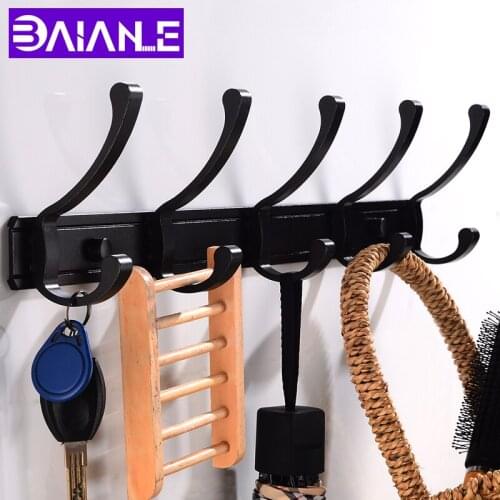 Robe Hook Bathroom Hook for Towels Clothes Restroom Decorative Coat Hook Wall Hanger Aluminum Towel Hook Black Bath Accessories