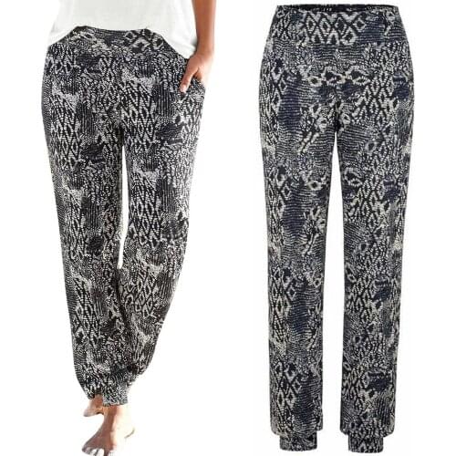 Summer 2021 Women Elastic Waist Long Pants Fashion Casual Loose Snake Pattern Long Trousers Street Wear Clothes Trousers#f3