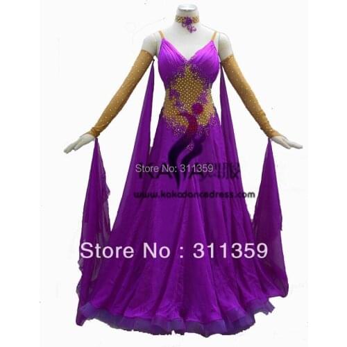 Hot! KAKA DANCE B1355,Purple Chiffon Ballroom Standard Dance Dress,Waltz Dance Competition Dress,Women,Girl,Ballroom Dance Dress
