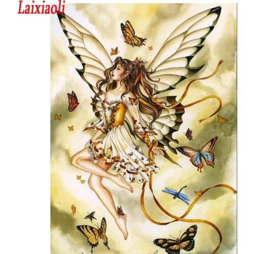 Cartoon Diamond Painting butterfly elf Flower Cross Stitch Kits Full Square round Drill Mosaic diamond Embroidery Beaded decor