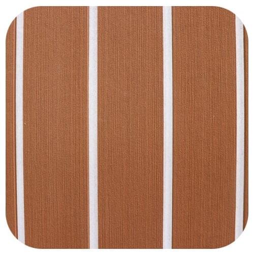 Hot sell NEKEKE light Brown and White Lines mat form China synthetic teak deck flooring backside with self-adhesive #9448A