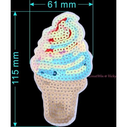 Ice Cream Watermelon Cake Lollipop Chips Food Drink Sequined Patches Embroidered Sticker Patch Children Summer Fruit Carrot