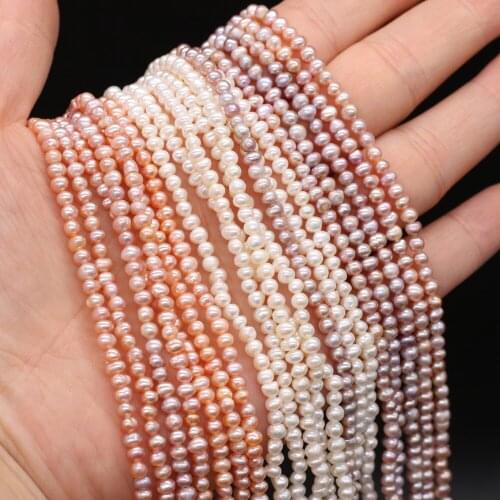 Natural Freshwater Pearl Potato Shape Purple White Beads For Jewelry Making DIY Bracelets Necklace Accessories Size 3-3.5mm