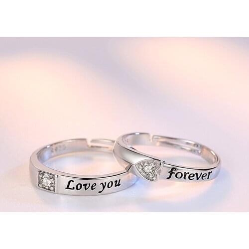 Couple Wedding Ring Lovers' Silver Plated Ring Love You Forever Crystal Rings For Women Men Jewelry Anel Anillos Bague M192