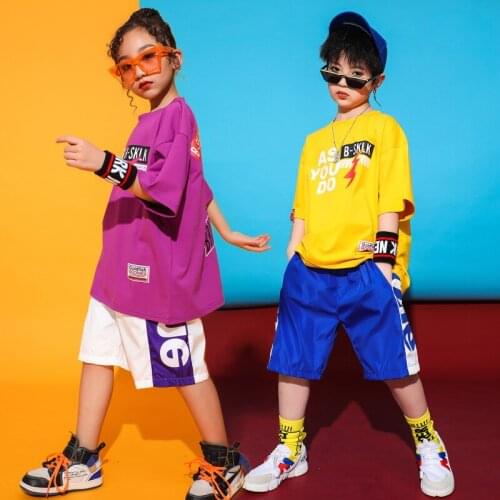 Oversize Kids Jazz Ballroom Dance Clothing for Girls Boys T Shirt Tops Jogger Pants Hip Hop Dancing Costumes Loose Stage Wear