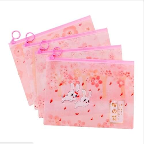 Cute Rabbit Pencil Case Kawaii PVC transparent Document Bag Multifunction Cosmetic Storage Bag student stationery friend gift
