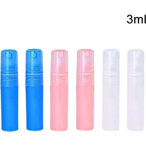 5pcs 3ml Empty Sprayer Spray Plastic Perfume Refillable Bottle 3 Color Blue Pink Clear Bottles