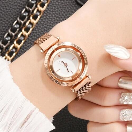 Luxury Women Watches Rose Gold Magnet net belt Ladies Wrist Watches Dial Women Bracelet Watch Female Clock Relogio Feminino