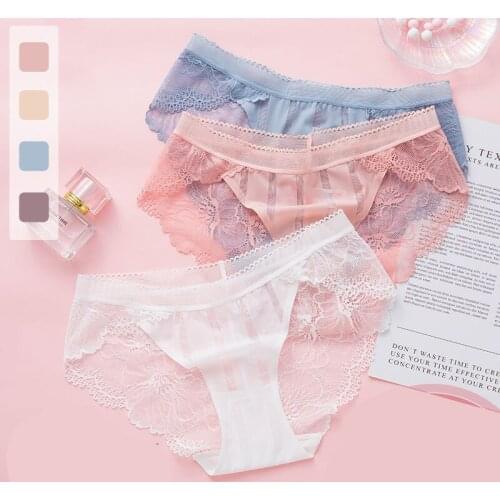 Women Flower Lace Panties Fashion Breathable Panty Lingerie Breathable Hollow Out Briefs Low-Rise Ladies Underwear