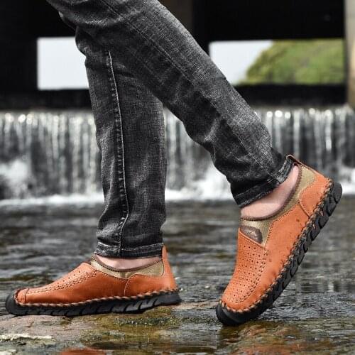 Breathable Single Shoes Hand-sewn Series Shoes Casual Shoes Fashion Soft Comfortable men shoes High Quality Waterproof Shoes