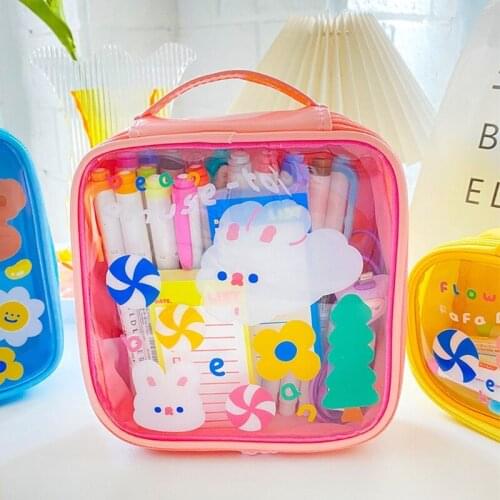 Waterproof Toiletry Clear Makeup Cosmetic Bag Cartoon Zippered Pouch Organizer