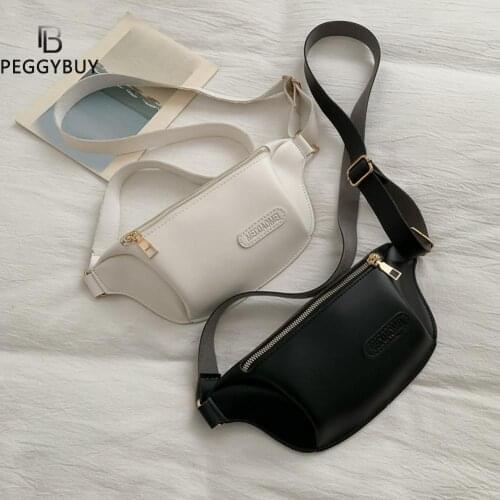 Womens Waist Bag 2021 Trend Bananas Shoulder Bags Pure Color Leather Designer Chest Belt Bag Female Handbag Shopper Small Purse