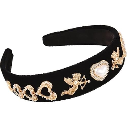 ZHINI New Personality DIY Imitation Pearl Heart Headbands for Women Luxury Zircon Crystal Handmade Hair Accessories Jewelry Gift