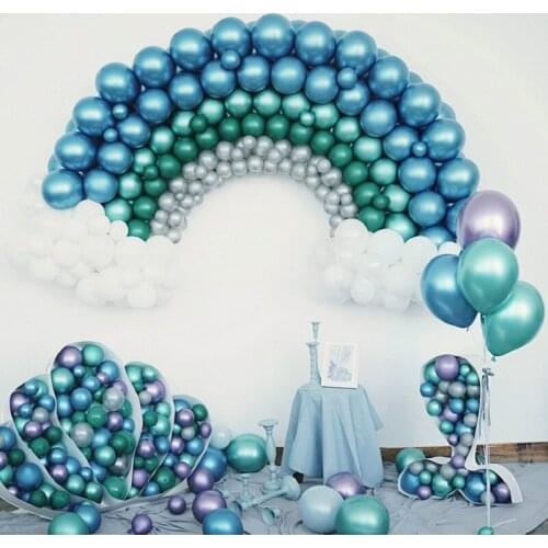 100pcs 10inch Latex Balloons Chrome Metallic Dark Green Luminous Blue Birthday Party Balloon Wedding Home Decoration Supply
