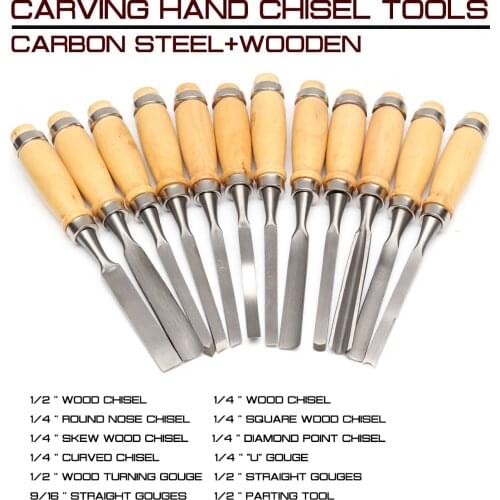 12pcs/set Wood Carving Hand Chisel Tool Set Wood Carving Chisels Knife for Basic Polishing Woodcut Carving Chisels Tools