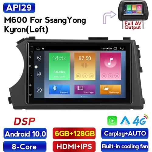6+128G IPS 2din HD 1024X600 Quad Core Android 10 6G RAM Car DVD For SsangYong Kyron Actyon 2005-2013 GPS Radio Stereo AUTO