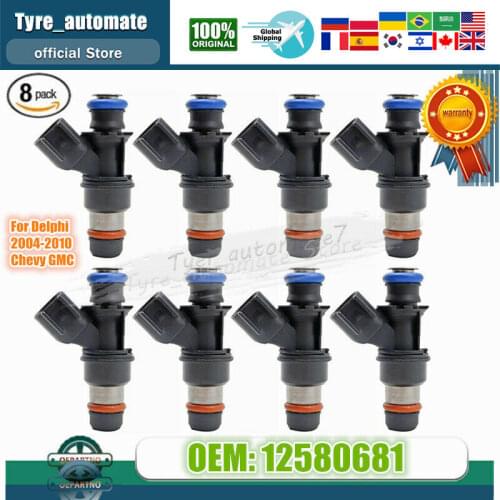 8 New OE# Fuel Injectors 12580681 For 2004-2010 Chevy GMC 4.8 5.3 6.0 6.2
