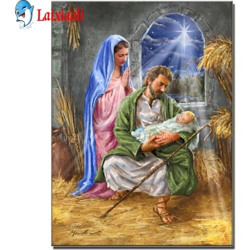 5D DIY Rhinestones Diamond Paintings Full Round Drills Picture Jesus Born Paint By Numbers Cross-stitch Kits Embroidery Mosaic
