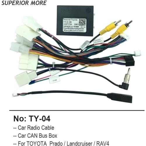 Car Radio Cable CAN Bus Box Adapter for TOYOTA Prado Landcruiser Rav4 Wiring Harness Audio Media Player Power Connector Socket