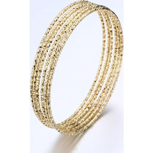 6PCS/SET Gold Silver Color Bangle for Women 68cm Big Round Wire Bangle 18mm Thick Fashion Bangle Bracelets Party Gift Wholesale