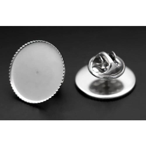 Stainless Steel Brooch Pins Butterfly Backs Badges Shirt neck Collar Clip 18 20 25mm Circle Bezel Cabochons Base DIY Findings