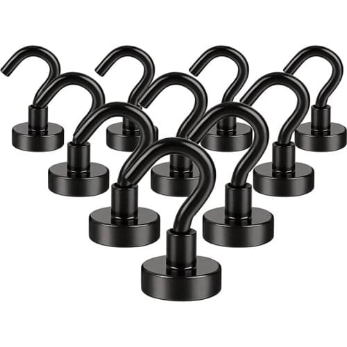 Black Magnetic Hooks, Strong Magnets Hooks Heavy Duty Tool Holder, Kitchen, Home, Workplace, Office And Garage Etc