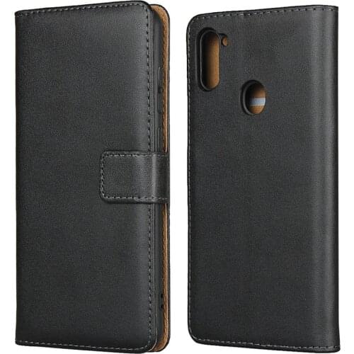 Black dermis left and right cover mobile phone case for Samsung Galaxy A11 Bracket wallet pocket mobile phone case