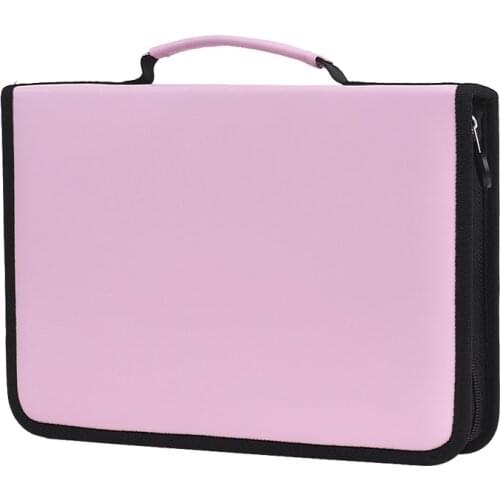 120 Slots Colored Pencil Organizer PU Leather Pencil Case Bag Holder Cosmetic Brush Pouch Pink for Student Girls