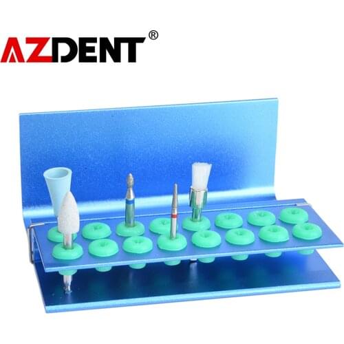 Dental Burs Holder 16 holes with Silicon For FG RA Bur Aluminum Dental Bur Block with Cover Autoclavable
