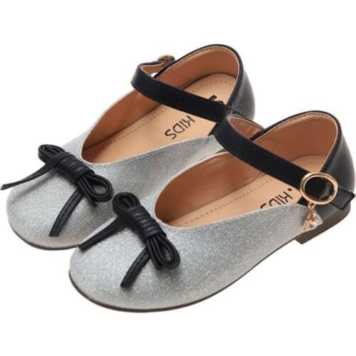 CUZULLAA Kids Butterfly-Knot Soft Sole Casual Shoes For Girls Hook & Loop Non-Slip Slip-On Flats Children Shoes Size 21-30