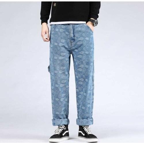 New Fashion Hiphop Harem Jeans Plus Size Men Casual Denim Pants Loose Baggy straight Trousers Streetwear Men Clothing