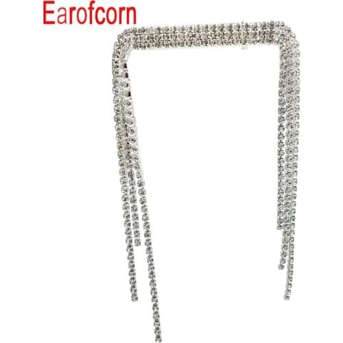 Earofcorn Shiny Exquisite Rhinestone Hairpins Tassel Hair Clips Elegant Jewelry Accessories Birthday Party Gifts