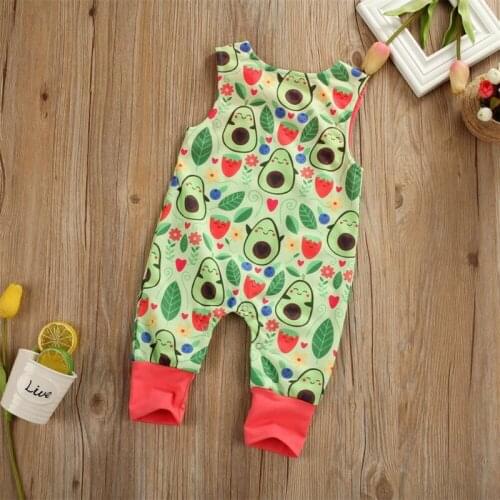 Emmababy Newborn Infant Boy Baby Girl Sleeveless Avocado Leaves Printed Lovely Romper Jumpsuit Clothes Sunsuit