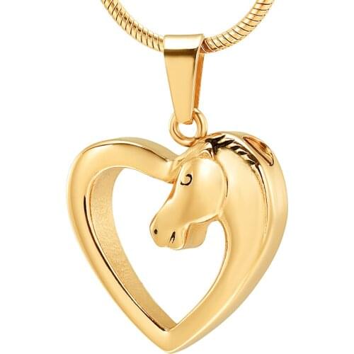 IJD10044 Horse In My Heart Cremation Jewelry For Ashes - Loss Of Pet Stainless Steel Keepsake Memorial Urn Necklace Pendant