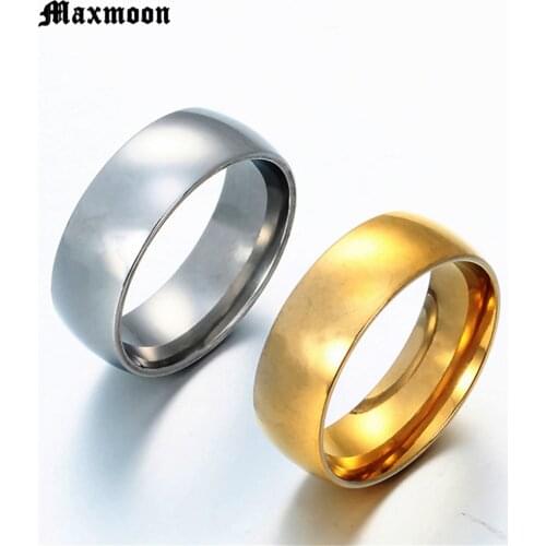Maxmoon High Quality Titanium Stainless Steel Rings For Men Gold Silver Color Color Smart US Size 5 6 7 8 9 10 11 12