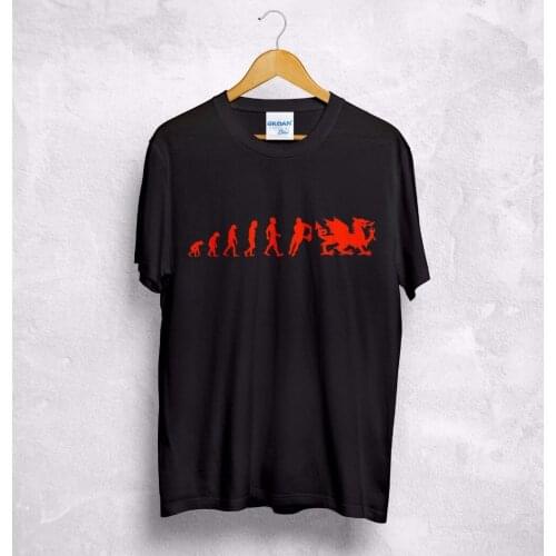 Hot Sale Fashion Men O-Neck Tee Shirts The Evolution of Wales Top National Funny Gift Rugbyer create your own T shirt