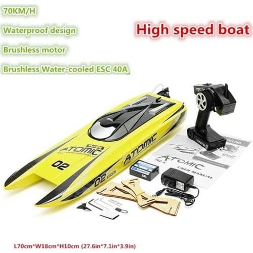 Big L70cm RC Boat 2.4GHZ Brushless Motor Water-Cooled ESC 40A High Speed Boat Large-Capacity Battery Low Battery Protection