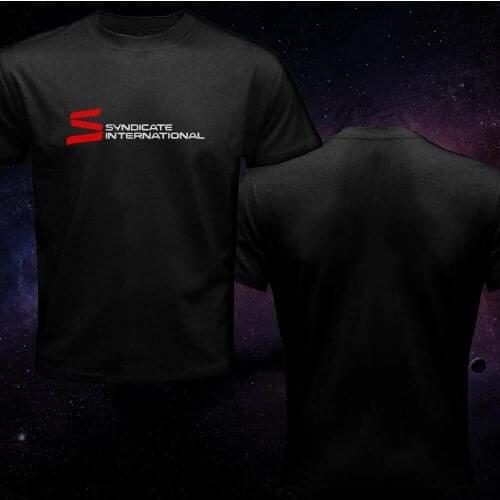 Syndicate International Shirt In Agent 47 Black Men T-Shirt Mens Brand Cross Fit Designs Slim Fit Crew Cool Neck Movie T-Shirt