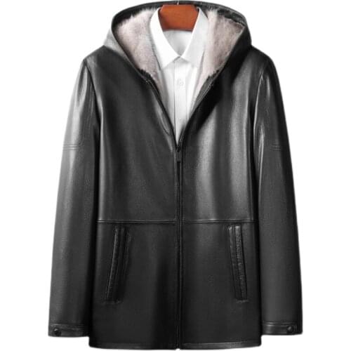 Winter Mens Leather Jacket Men Winter Autumn Fashion Hooded Plus Velvet Warm Jackets Male Zipper Pockets Leather Coats Size 5XL