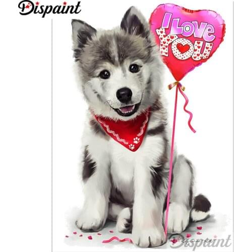 Dispaint Full Square/Round Drill 5D DIY Diamond Painting "Animal dog balloon"3D Embroidery Cross Stitch Home Decor Gift A12248