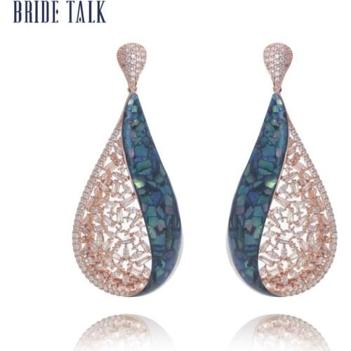Bride Talk Dubai Bridal Fashion Beautiful Jewelry Zircon Drop Earrings Trendy Luxury Wedding Earring Women Dress Accessories