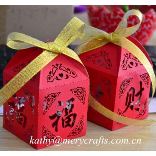 2016 newest Elegant red Laser Cut Wedding Candy Gifts Favor Boxes For New Year