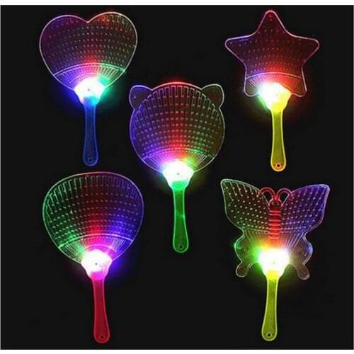 New Halloween Christmas Colorful Flash Fan Light emitting Fan Pushan advertising Gift LED Flash light Fan Toys party fan
