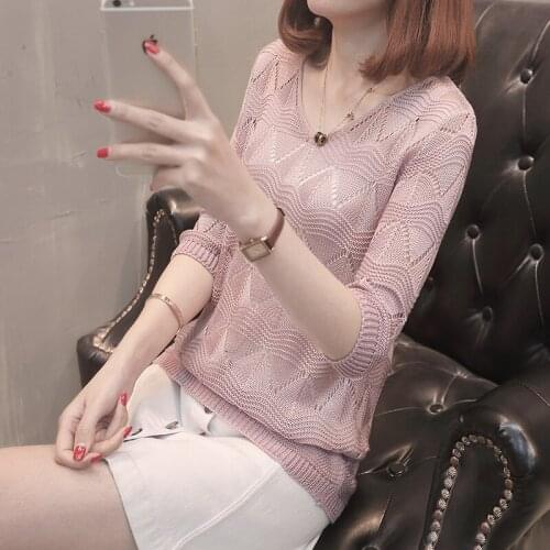 The new film 6901 V is gotten hollow out turtleneck sweater