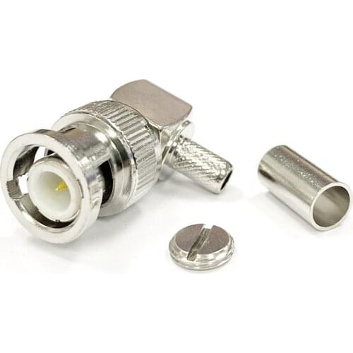 1PC New BNC Crimp Coax Connector Male Plug Right Angle For RG58 LMR195 Cable wholesale price