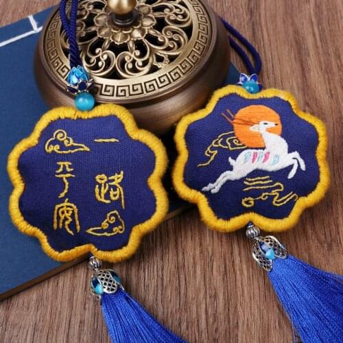 Omamori DIY Embroidery Keychain Cartoon Amulet Cross Stitch Needlework Couples Handmade Pendant Lovers Jewelry Llaveros