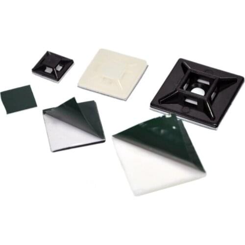 Wholesale 100PCS/Lot 12.5mm*12.5mm White Self Adhesive Cable Clips Cable Drop Wire Holder, used with cable ties Free Shipping